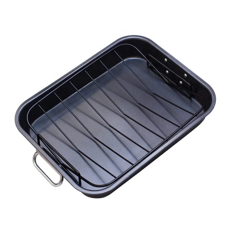 Wholesale Heavy-Duty Nonstick Metal Rectangular Roasting Pan with Rack for Cake & Pizza Bake & Roast Dishes Made of Steel