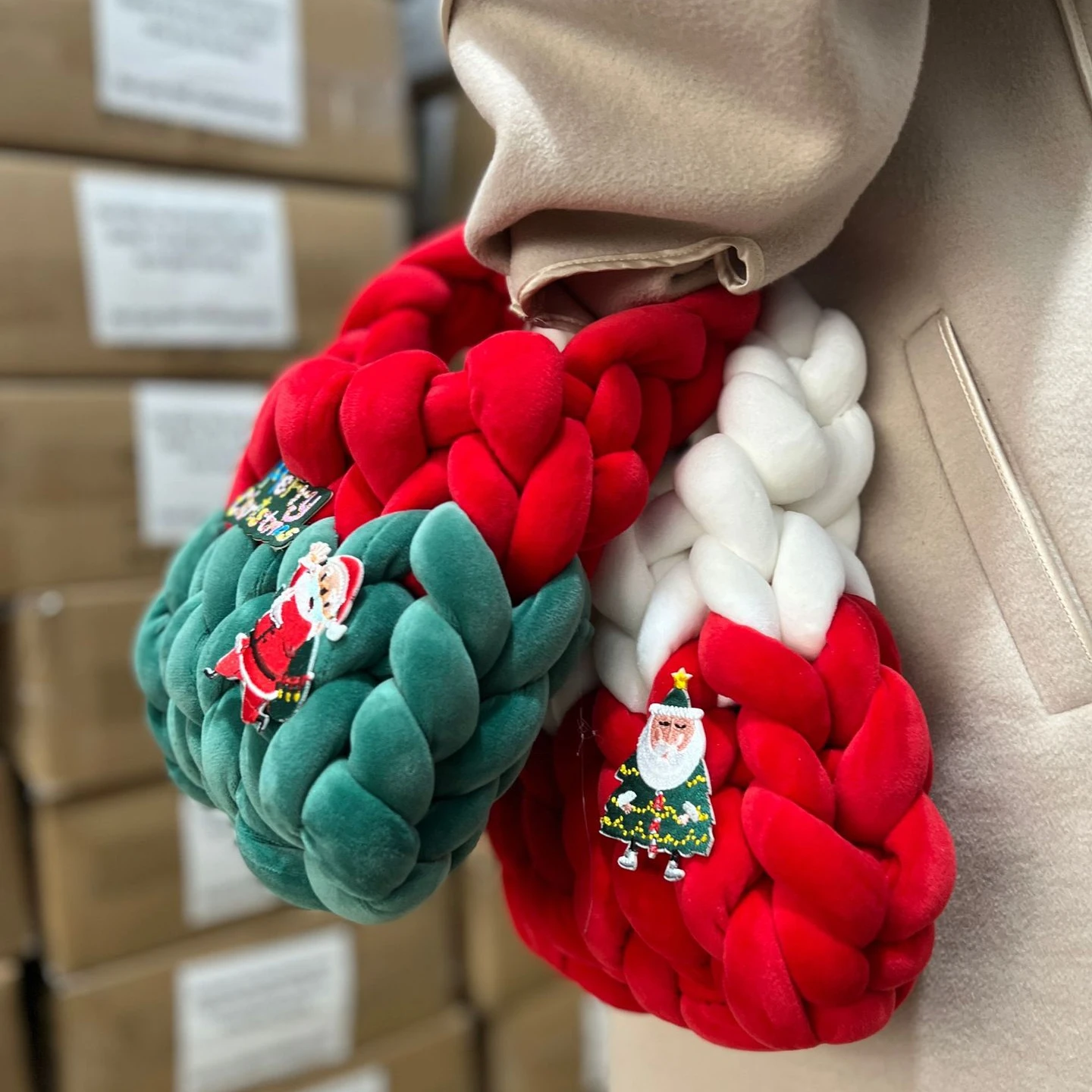 Custom Chunky Knit Small Handmade Christmas Braided Bucket Hand Woven Crochet Bags For Women