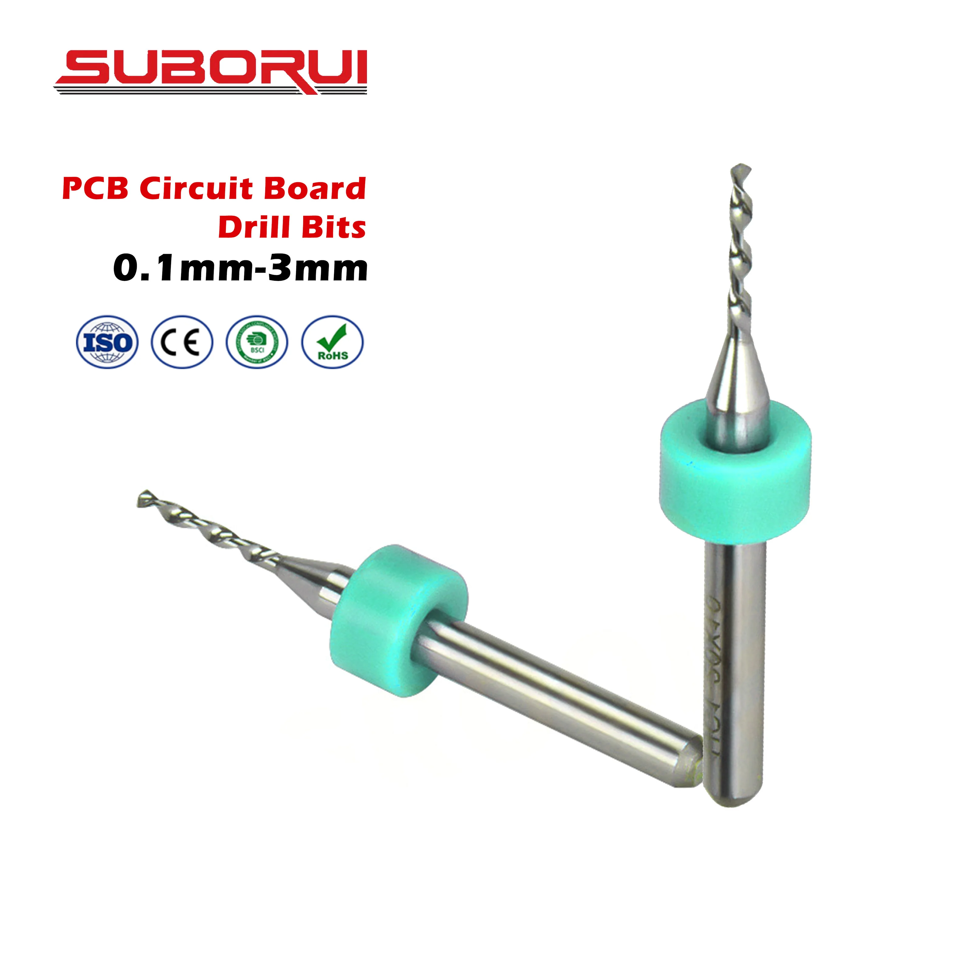 Borui 10pcs 0.1mm 3mm Tungsten Carbide PCB Drill Bits Print Circuit Board Micro Mini CNC Drilling Bit Set