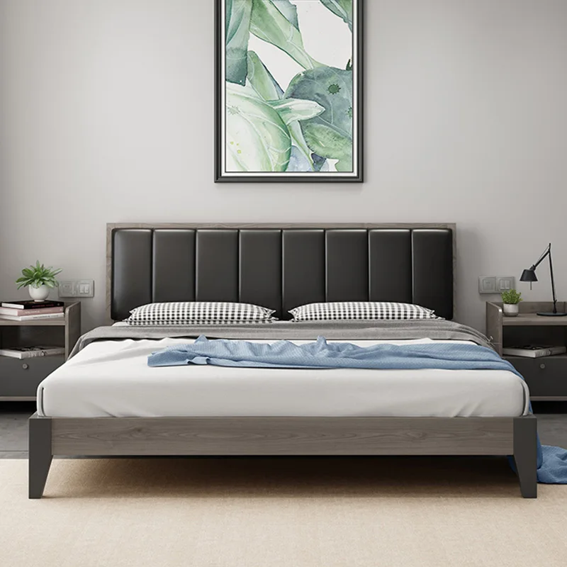 
Modern Bedroom Furniture Multifunction Leather wood Storage Bed set 