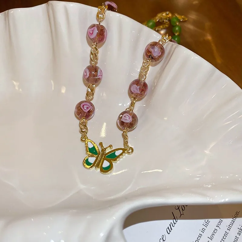 Shell Natural Stone Crystal Fashion Personality Collarbone Chain Color Beaded Necklace Wholesale Nigerian Bead Necklace Design