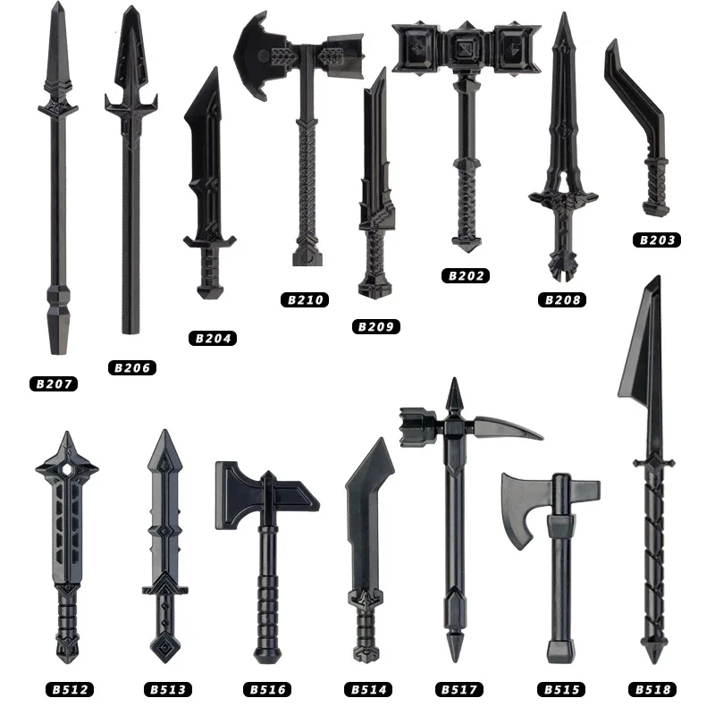 MMedieval soldier armor sword cloak shield flag weapon Knight military Army building block sets accessories toys kid