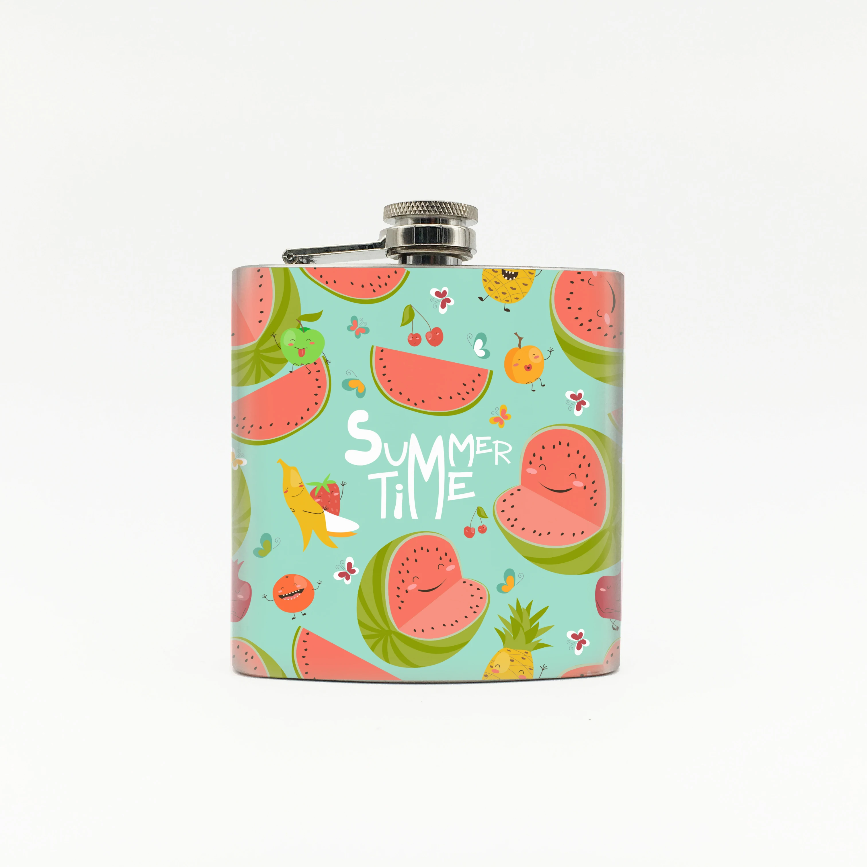 Metal 6OZ water transfer printing colorful wine hip flask  Stainless Steel Liquor Whiskey Alcohol Flask