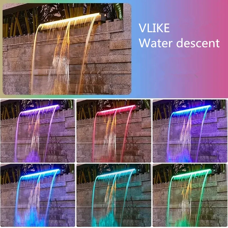 IP68 Acrylic Outdoor Home Fountain Colorful Spa Garden Pool Waterfall Feature Cascadas De Agua Para Piscinas With LED Light