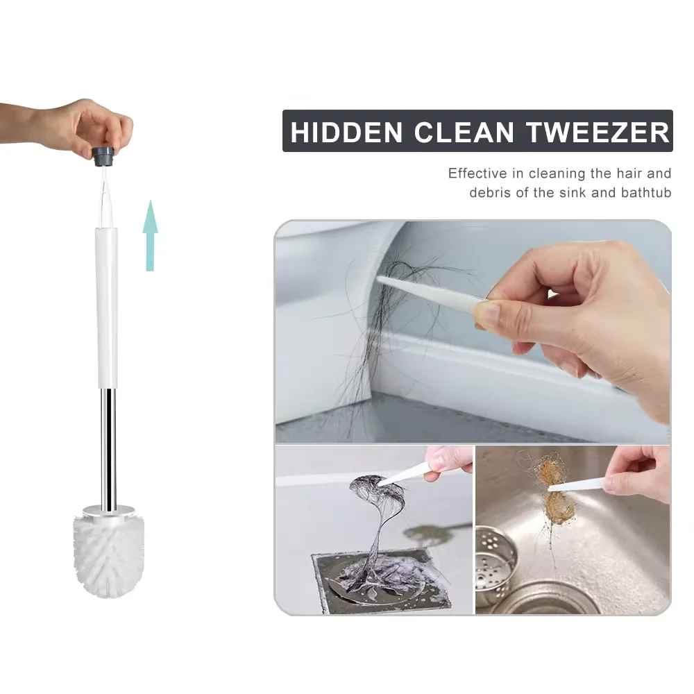 Hot Selling TPR Silicone Bathroom Cleaning Brushes Includes Toilet Brush and Plunger with Holder Set
