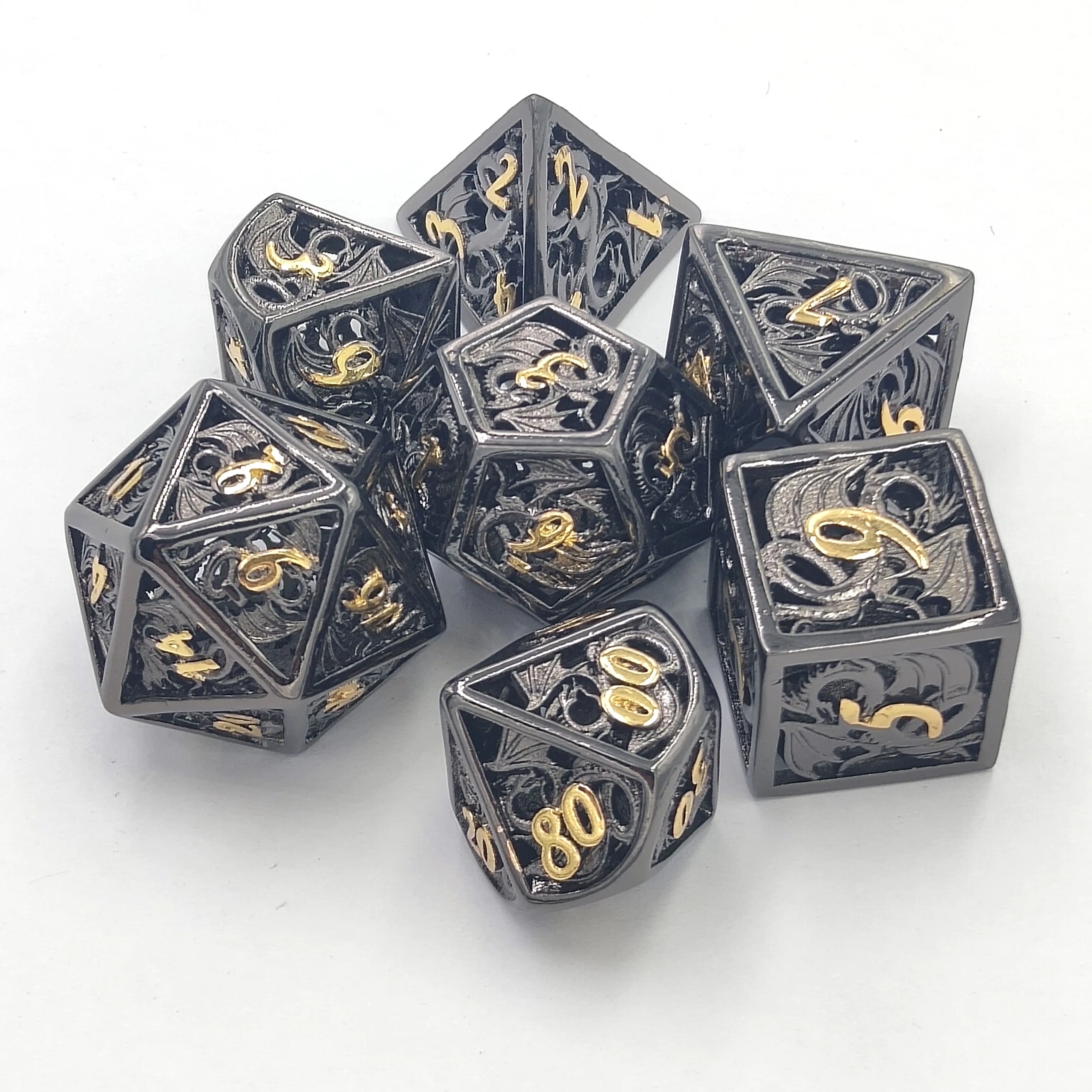 Novelty Design Dragon Dice ODM & OED Custom Wholesale Ancient Style Gold Color Number Dice