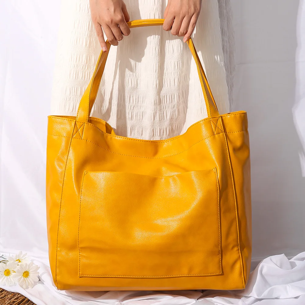 Wholesale Brand Designer Women Bags Large Vintage Soft Leather Tote Bag Oil Leather Handbag