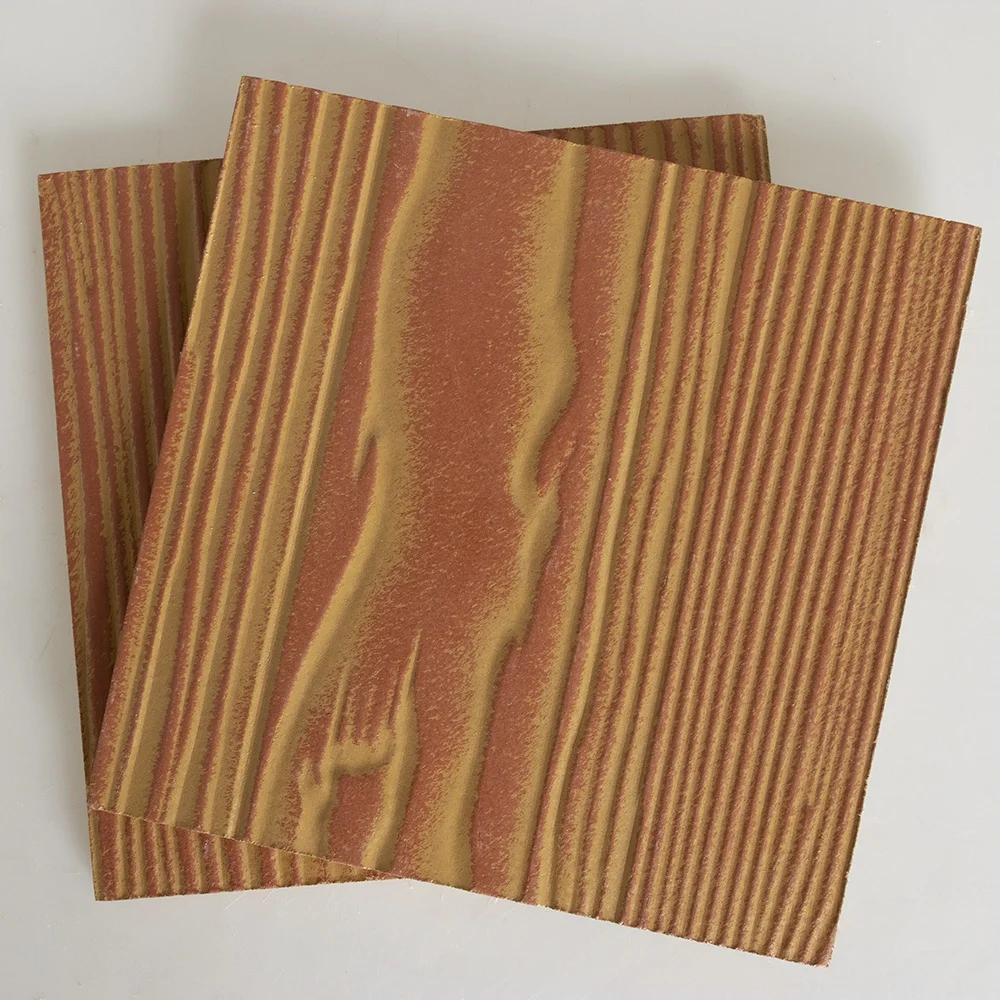 Laminas de fibrocemento efecto madera; wood grain fiber cement board siding for villa