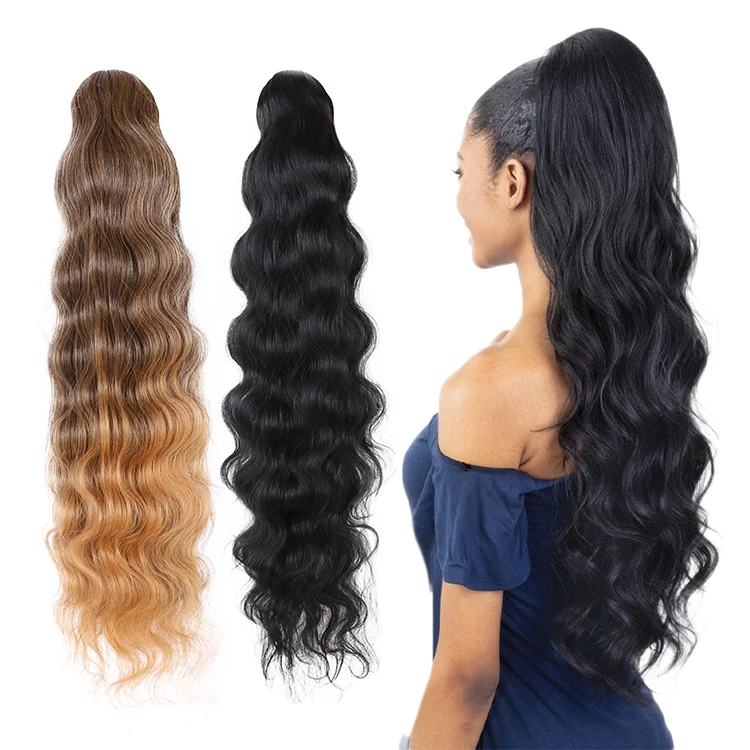 Kanekalon Futura 28 Inch Afro Synthetique Drawstring Lisse Cheveux Synthetic Ponytail Extension Naturel Postiche Queue De Cheval