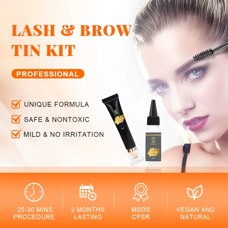 Professional Semi Permanent Vegan Tint Henna Brows Kit Eyebrow Tint Tattoo Private Label Henna Eyebrow Set