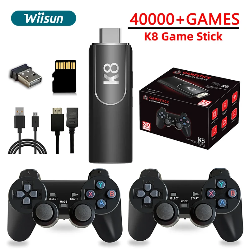 J K8 Game Stick with Dual 2.4G Wireless Gamepad Support 4K HD Output Portable Classic Video Game Console