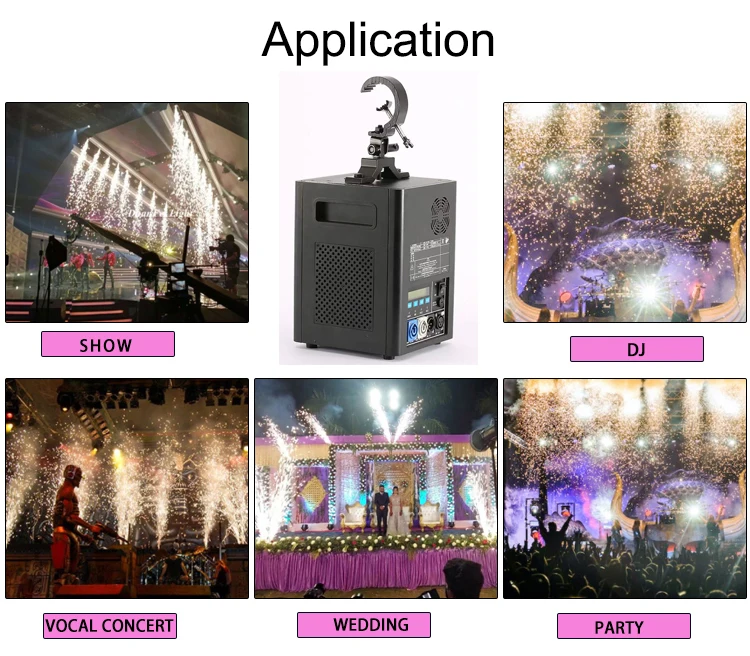 400W Wireless DMX Remote Control Waterfall Cold Flame Spark Machine Wedding Stage Cold Pyro Machine