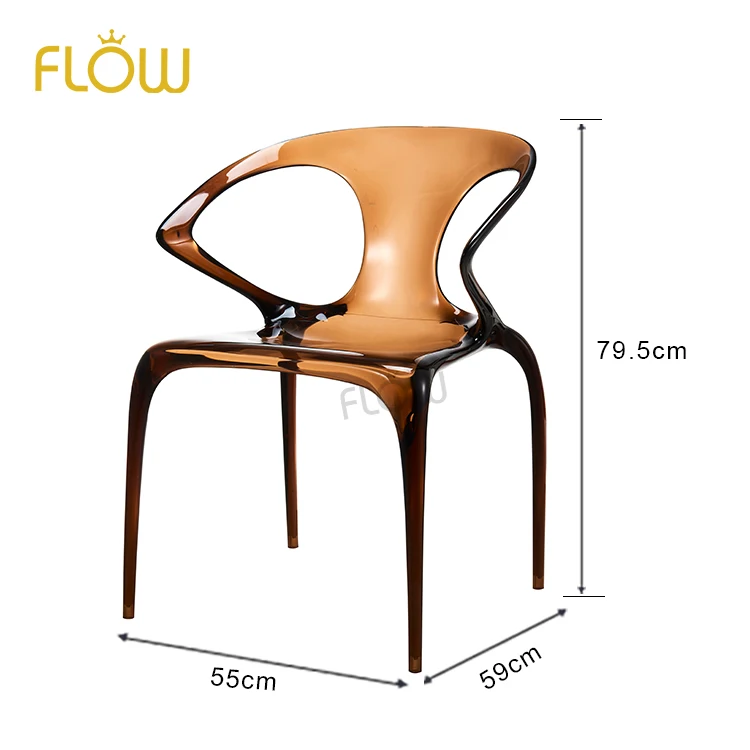 Italian shaped transparent resin chair, epoxy crystal living room armchair, dining chair
