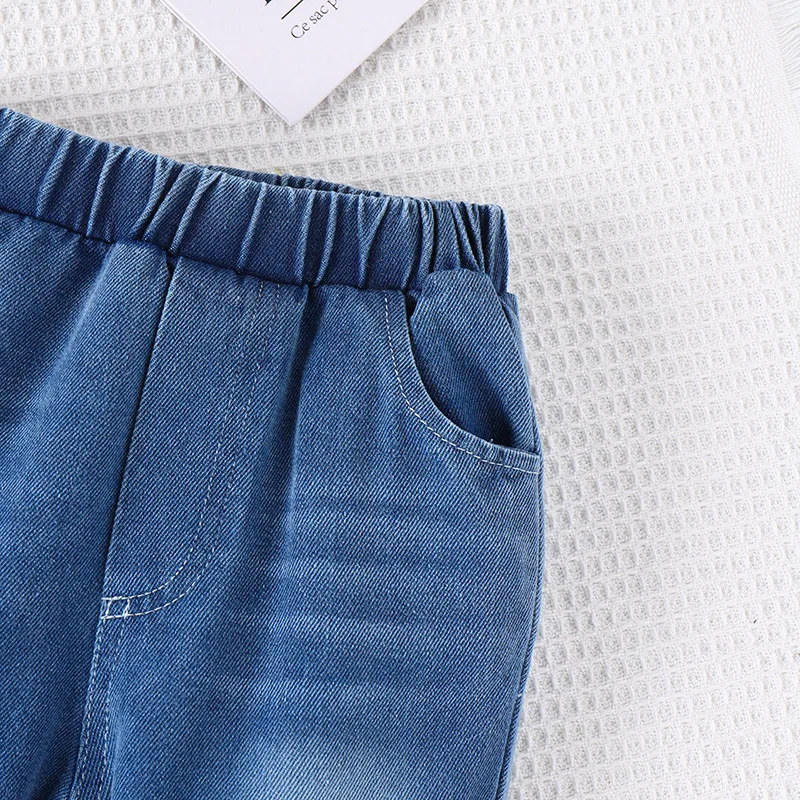 2024 New style summer baby girl sleeveless one shoulder tank top +flared jeans pants 2 piece outfit clothing set