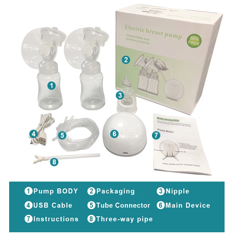 
Double Suction Baby Feeder Massage Moms Helper hands free Electric Breast Pump Bottle Milk Extractor 