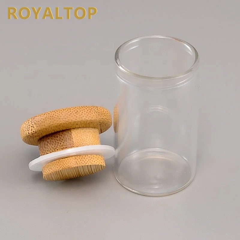 Wholesale Customized 1 oz 2 oz 3 oz Flat Bottom Glass Test Tubes Mini Glass Storage Bottles Jars with Cork or Bamboo Lids