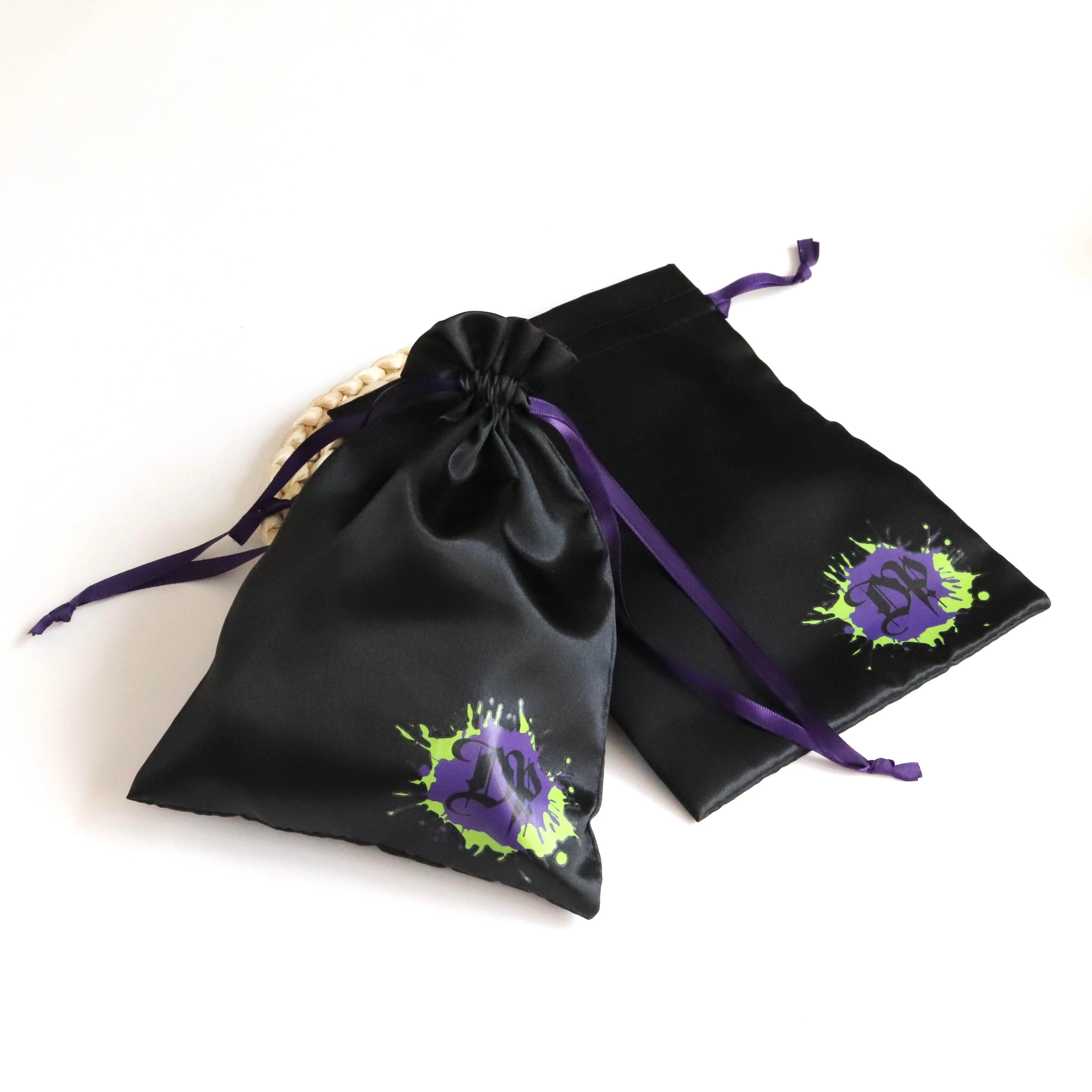 luxury wig hair bundles packaging satin dust bag jewelry clothing shoe silk package pouch custom drawstring satin bag with logo
