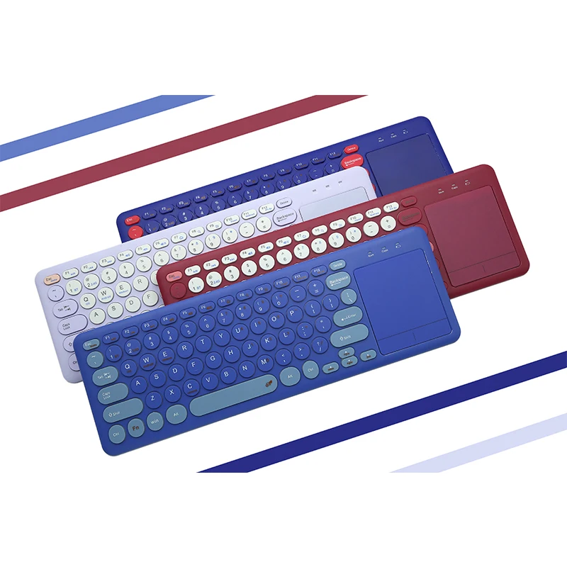Factory Dual Mode Bluetooth Wireless Keyboard with Round Keycaps and Touchpad for Windows Android iOS Tablet PC Smart Phone