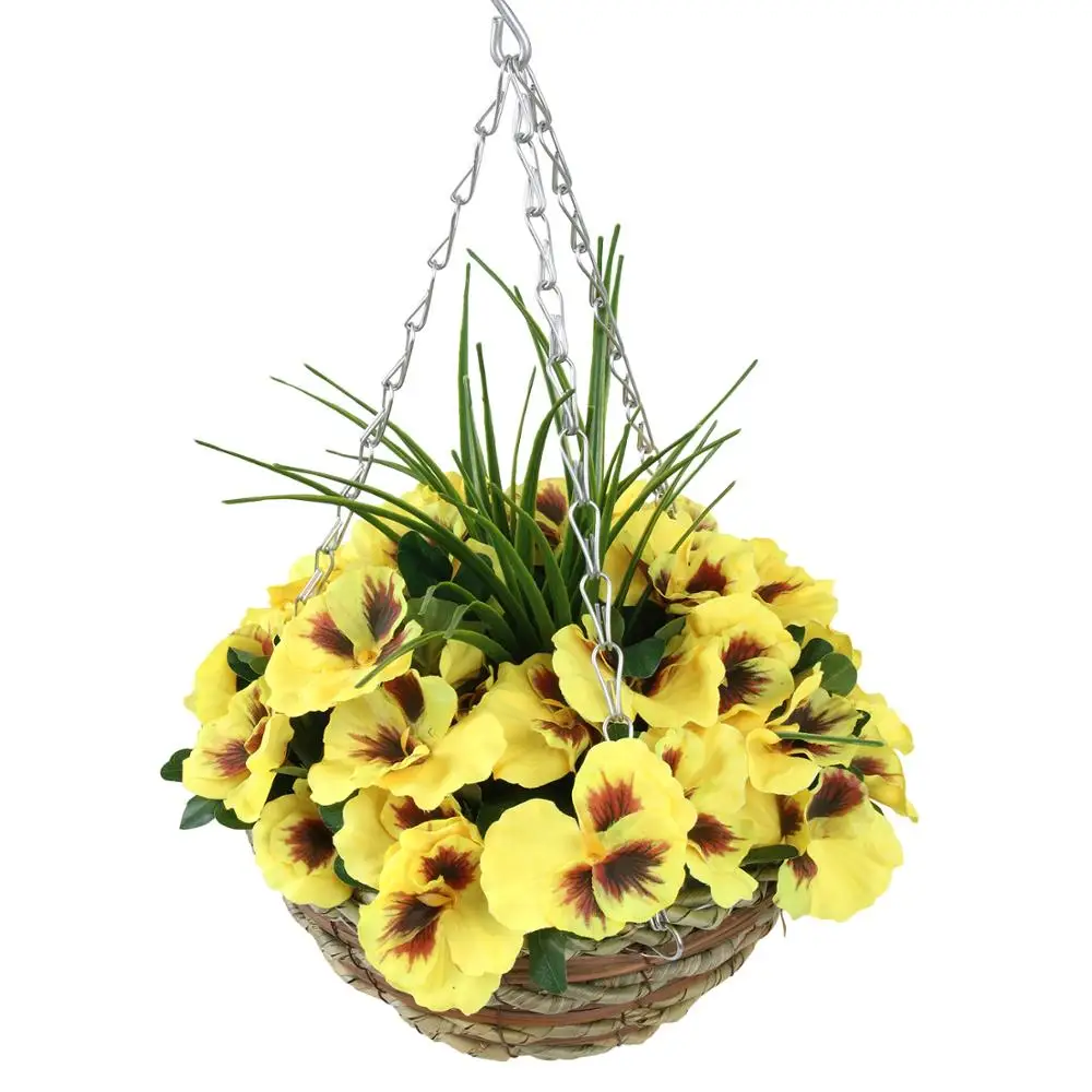 Hot Sale Home Office Decor Artificial Natural Plant Hanging Color Flower with Basket