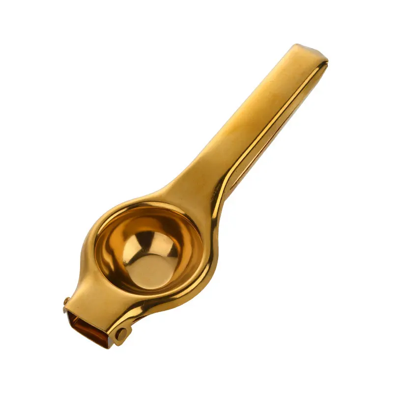 New arrival golden supplier lemon squeezer stainless steel lime metal fruit citrus portable hand press manual juicer