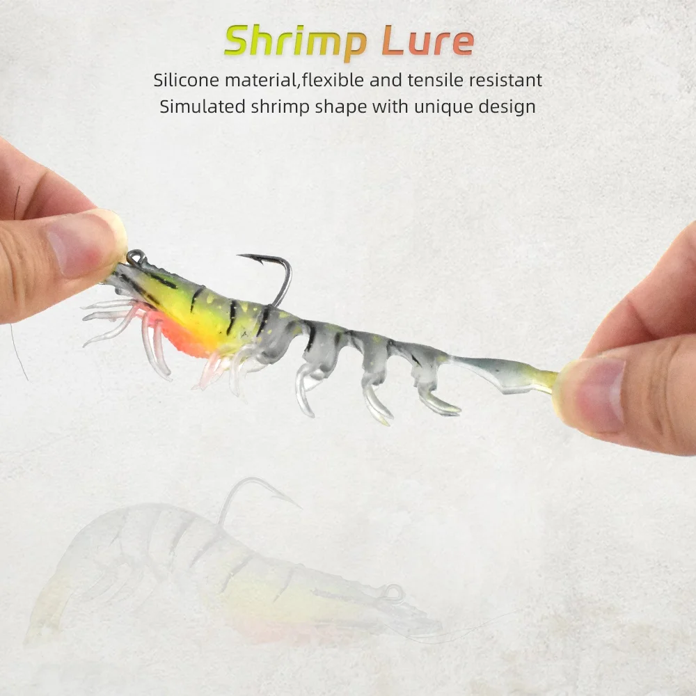 Lead wrapped soft shrimp 12g/9mm Night light shrimp with hook fishing soft bait artificial shrimp