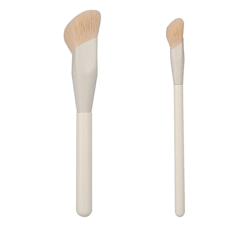 New Arrival 2pcs Wooden Handle Diamond Shape Ferrule Makeup Brush Smudge Brush Set Portable Custom Logo
