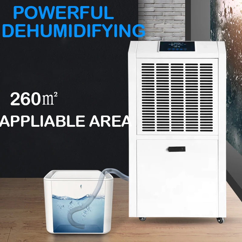 90L 138L 156L 168L 180L 240L Commercial Dehumidifier and Drain Hose, Intelligent Humidity Control, Large Capacity Dehumidifier