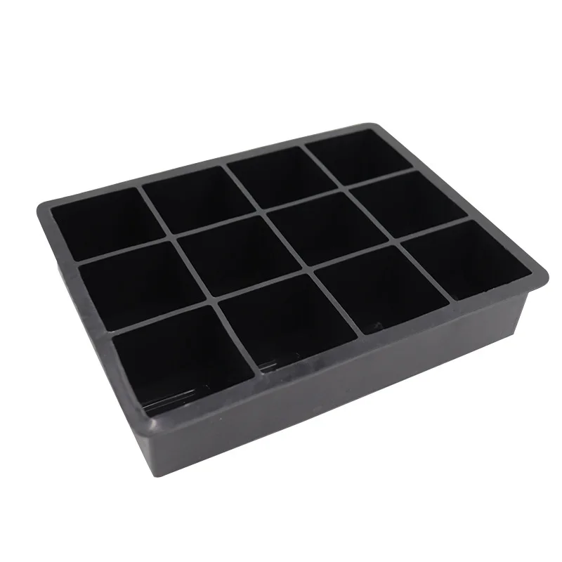 Large Silicone Ice Tray Mold BPA Free Food Grade Ice Mold Flexible 12 hole Easy To Release  For Whiskey And Cocktails
