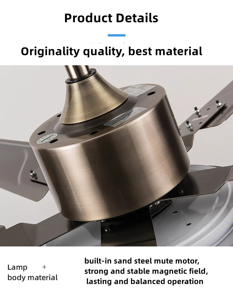 High quality Decorative Modern remote control 6 speed ceiling fans with led lights