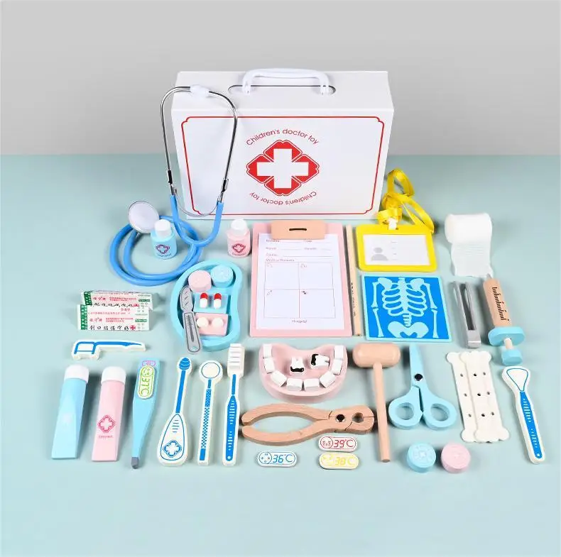Promotion Kids Pretend Play Doctor Toys Set Wooden Educational Toys for Girls