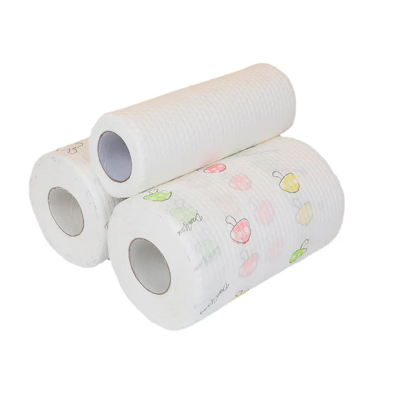 Disposable Kitchen Paper Towel Washable Kitchen Tissue Roll Reusable Cleaning Cloth Nonwoven Dish Cloth Cleaning Wipe Lazy Rags