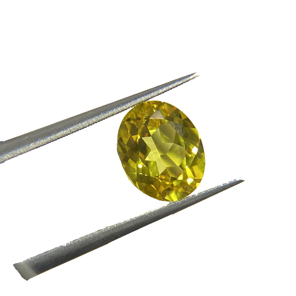 Synthetic 5A Corundum Gemstone Oval Shape Light Yellow 20# Sapphire Stone for Pendant Jewelry