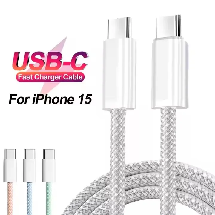 Фабрика OEM сервис нейлоновый плетеный кабель с быстрой зарядкой Usb Type C на для iPhone 15 Pro Max