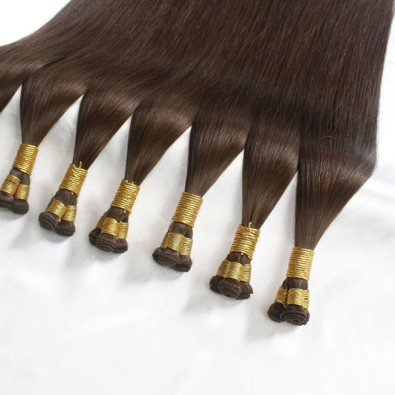 Cuticle Aligned 100% Virgin Russian Human Hair Invisible Hand Tied Weft Natural Color Genius Weft Hair Extensions