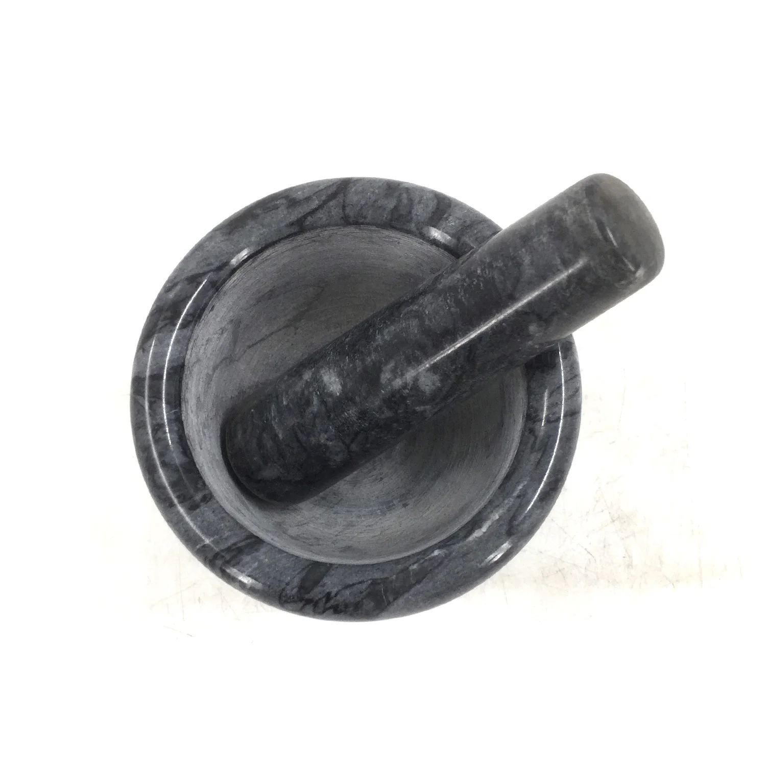 4 inch natural Stone molcajete black marble mortar pestle 10.5 cm guacamole bowl