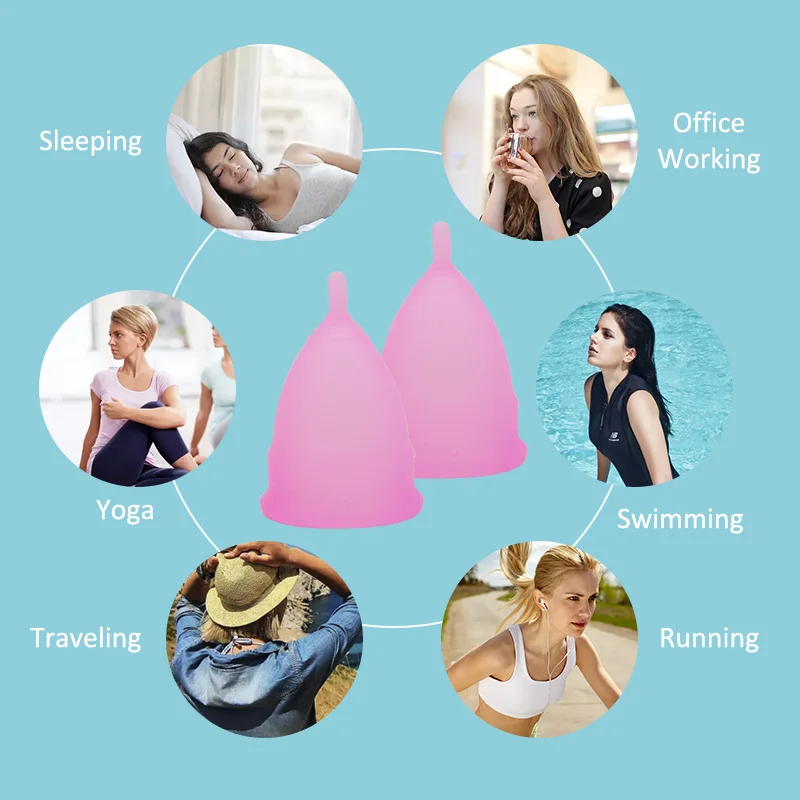 China Certificade Colourful Pretty Woman Hypoallergenic Sterilise Platinum Medical Silicone Safety Feminine Menstrual Cup