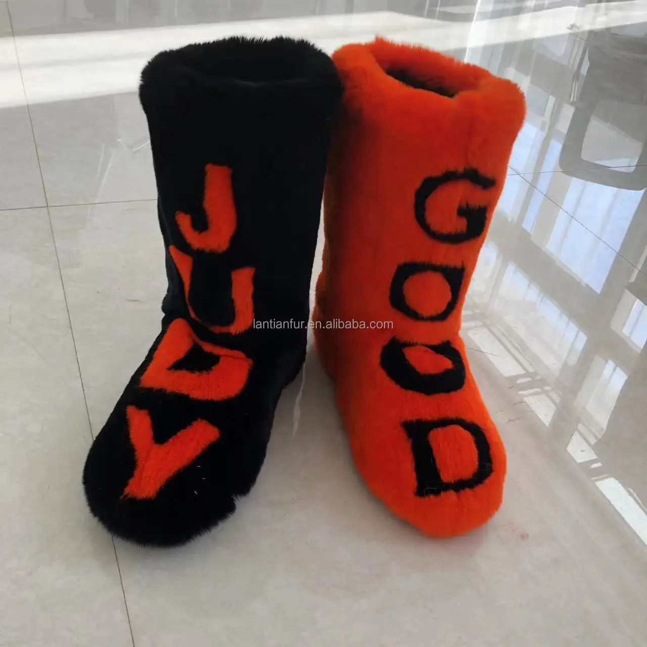 Adult Kid Plush Snow Boot Mommy and Me Stuffed animal Fur Shoes Ankle Boots For Lady Women