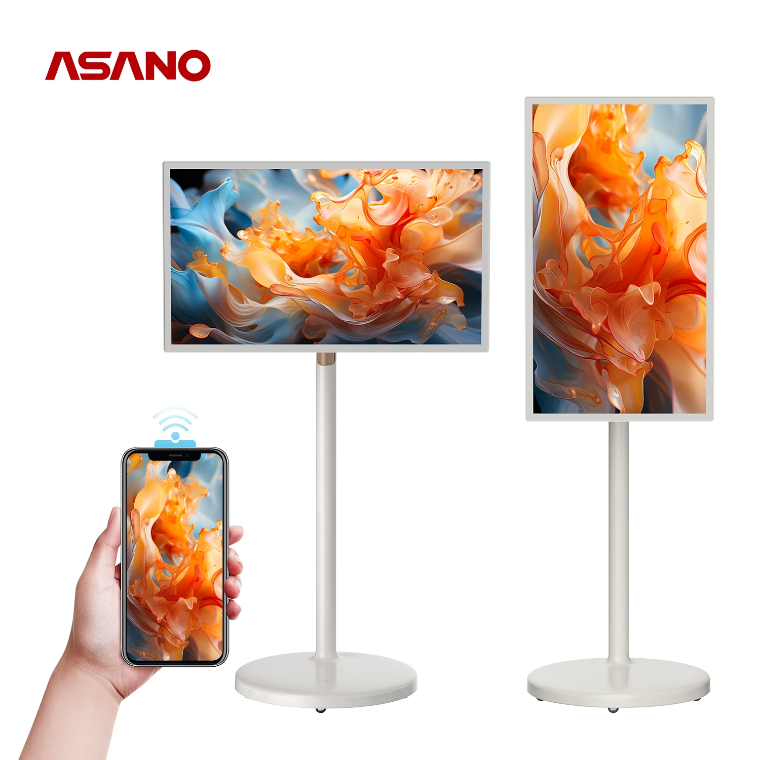 Indoor Smart Tablet Screen 90 Degree Rotatable Live Streaming Ips Panel Display Android Stand Tv 32 Inch Touch Moving Screen