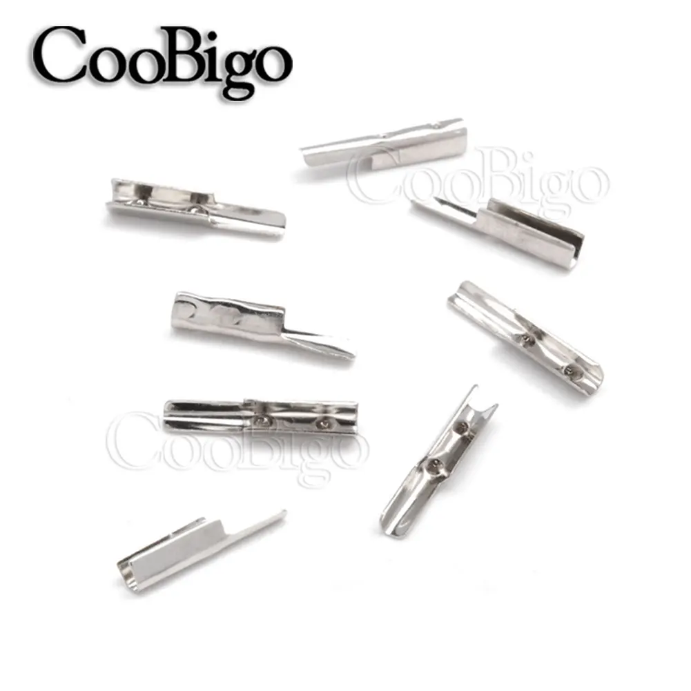 2.5mm Rope Cord Lock Ends Stopper Clip Metal Silver Paper Bag Hand Lanyard Webbing Ribbon DIY Garment Sewing Craft Accessories