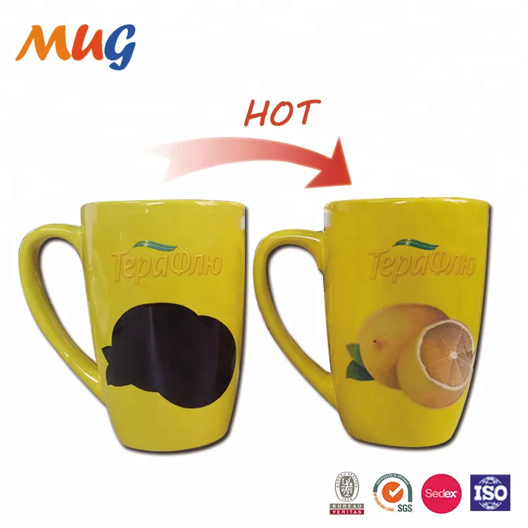 A grade promotional Ceramic hot heat sensitive color changing magic mugs ceramic coffee  mug tea cup