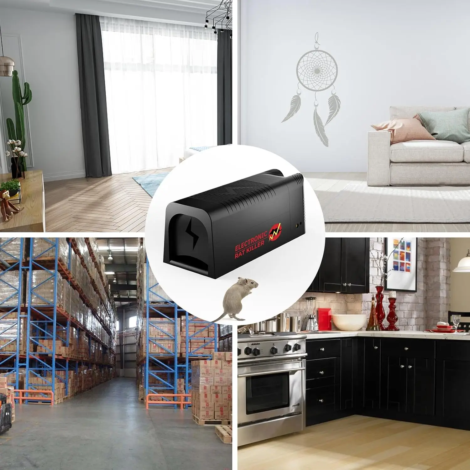 New Reusable Electric Rat Trap 1800V Shock Mice Trap Rodent Zapper Home Smart Pest Control Electrical Mouse Traps Kill Rodent