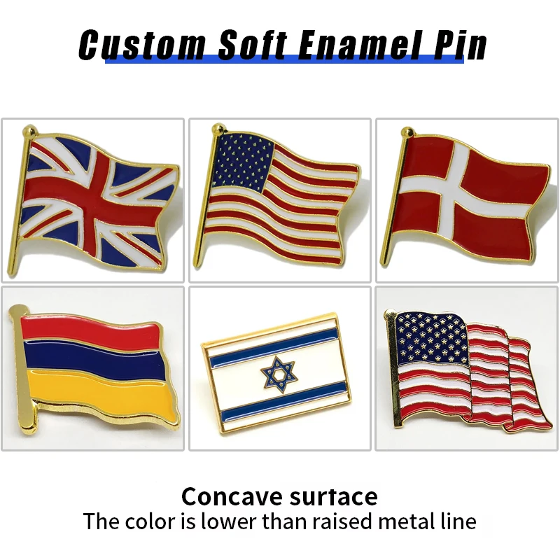 Wholesale Manufacture Customize Angel Brooch Hat Pins Custom Logo Bolivia Blank Metal Enamel Badge Lapel Flag Pin