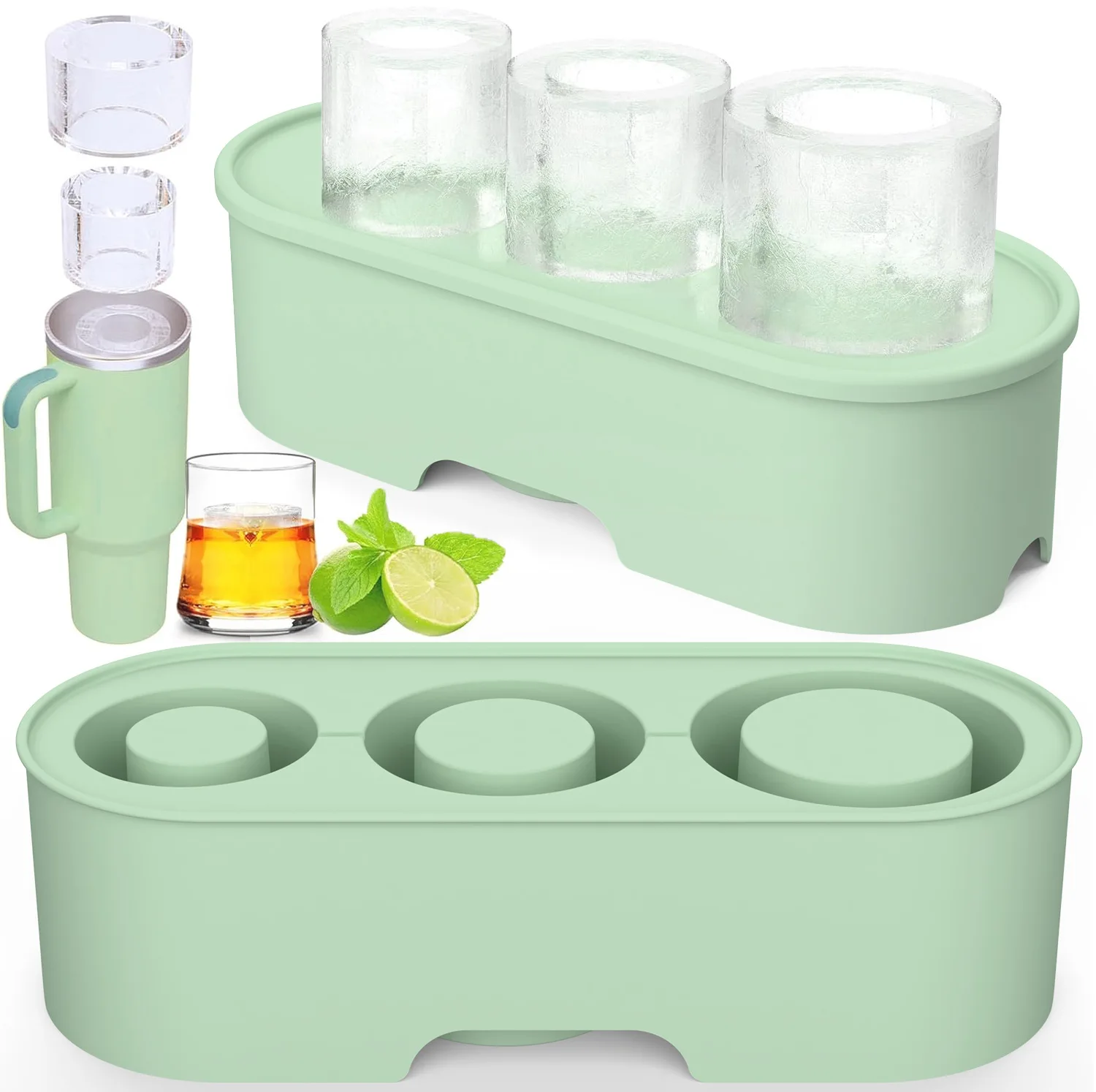 BPA Free Ice Cube Tray with Lid Flexible Whiskey Ice Ball Maker Custom Round Reusable Silicone Clear Ice Cube  Maker