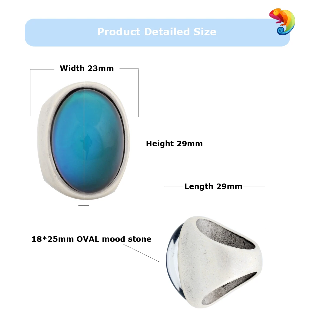Новинка 2021, модное кольцо из античного стерлингового серебра, меняющее цвет, волшебный большой камень, ювелирные изделия, топовое украшение, подарок на день матери