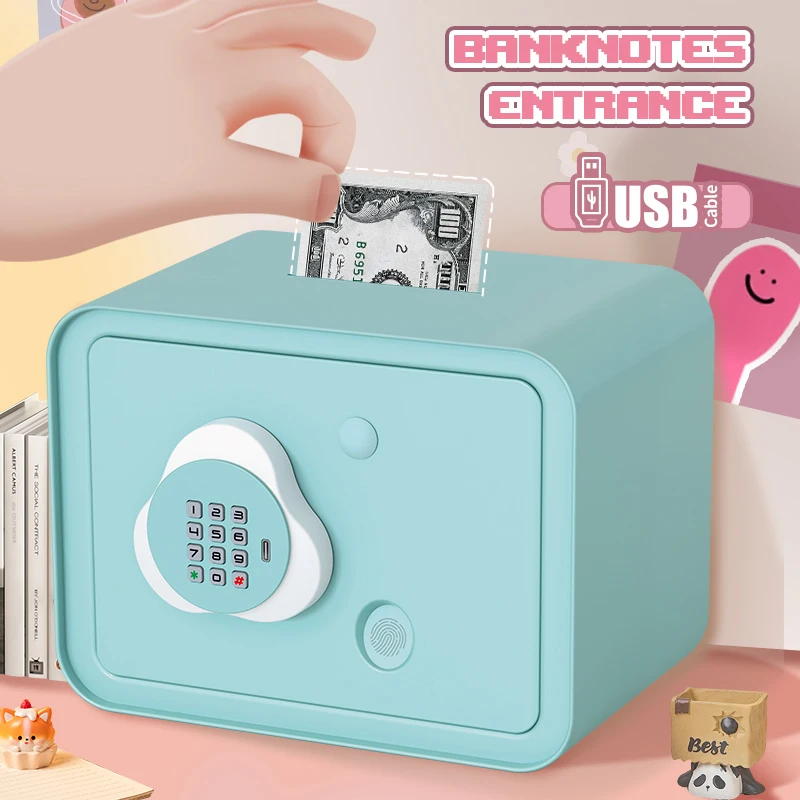 Large Plastic Square Piggy Bank Electronic atm Password Lovely Sustainable Smart Money Counting Safe Boxes Security For Kids