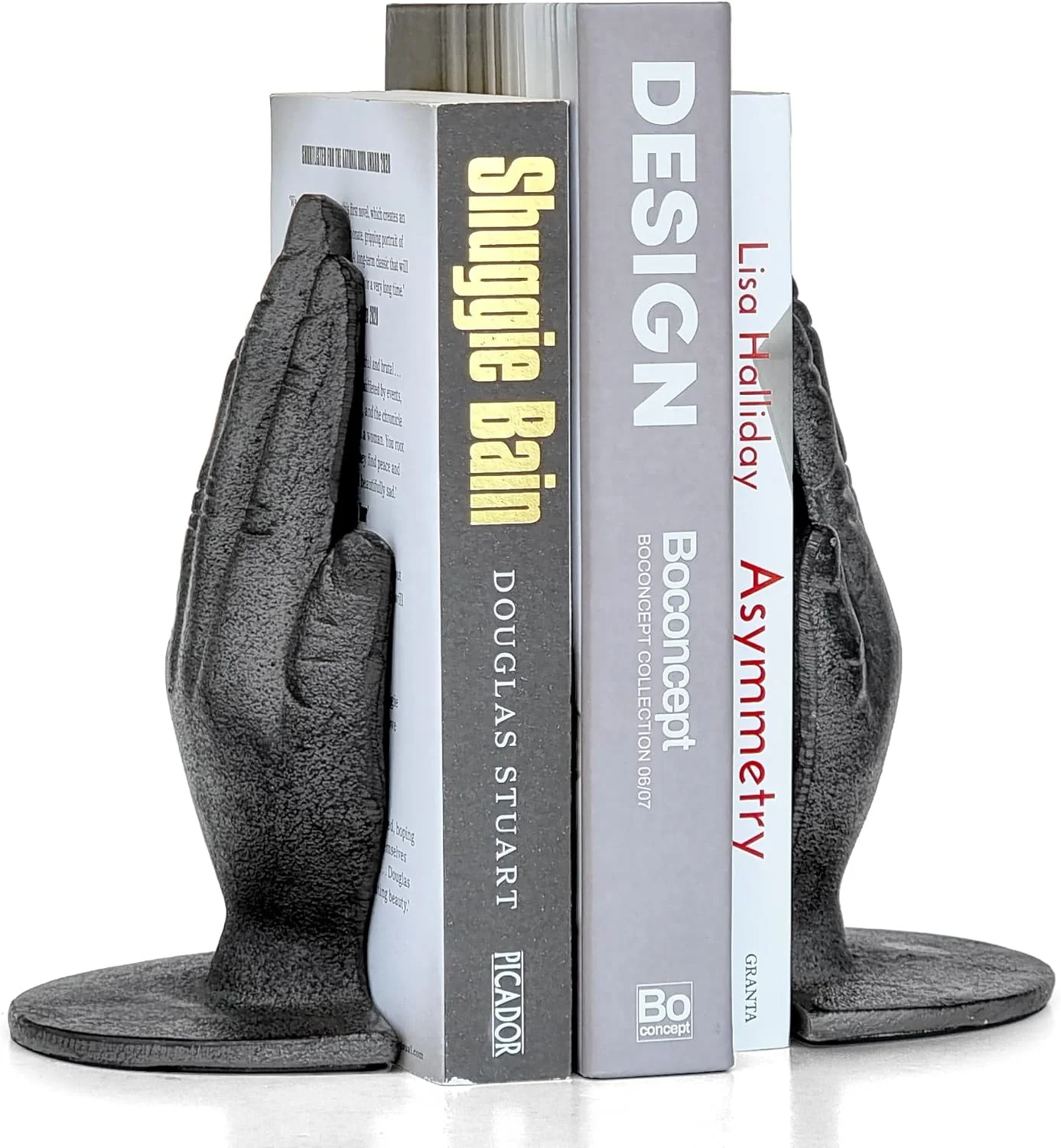 Home Decorative heavy duty cast iron hand bookend antique metal home decoration for office desk book shelf organizer