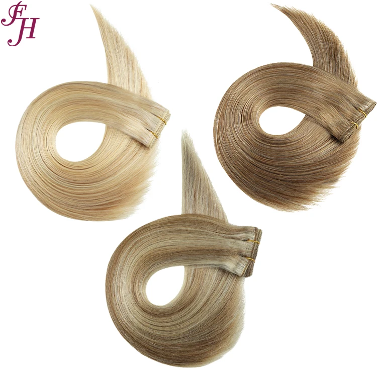 FH Double Drawn  Russian Human Hair #m4-613 Color Cuticle Aligned Machine Weft Hair Extension