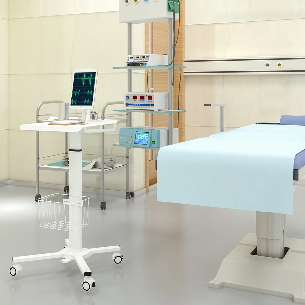 Height Adjustable Touchscreen Computer Cart Medical Cart Base Nursing Hospital Screen Holder Trolley Hospital Mobile Car