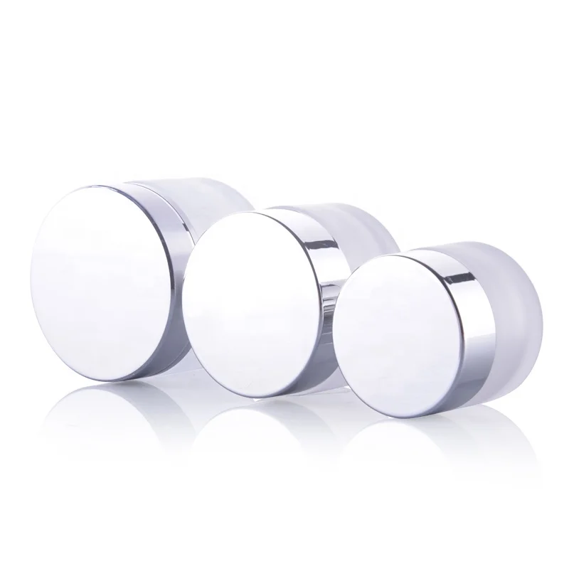 Wholesale 5g 10g 15g 20g 30ml 50ml 100ml 200ml storage luxury round cosmetic cream uv silver frosted glass jar with lid