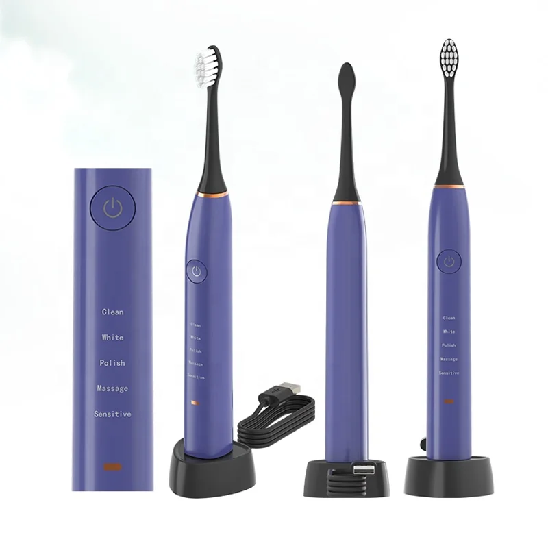 Sonic Toothbrush Kit Black Customized Electric Adult Sonic Electronic Toothbrush With Pressure Sensor